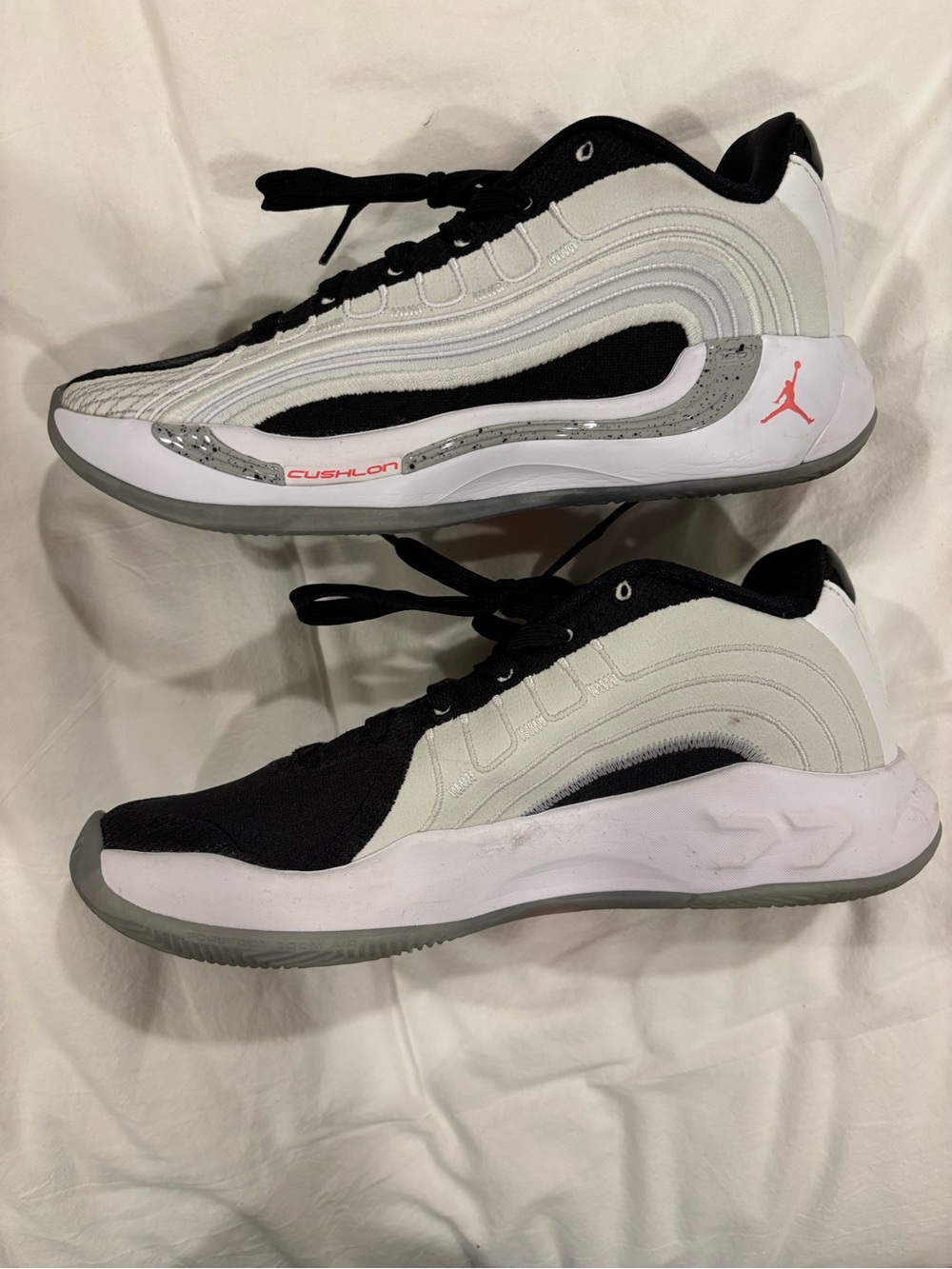Jordan Luka 77 Sneakers in White, Black, Red Accent